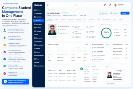 Student management system features in iCollege